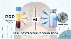 Exosomes vs PRP hair loss treatment comparison at Aesthetics Studio by Escobar
